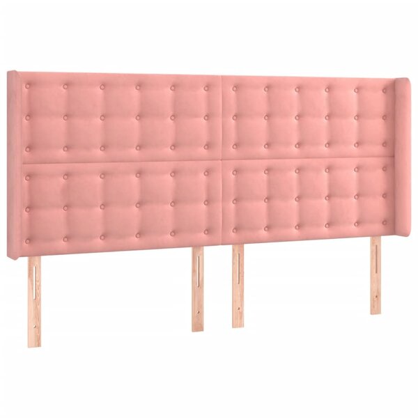 vidaXL Tête de lit avec oreilles Rose 203x16x118/128 cm Velours