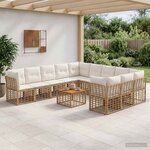 vidaXL Ensemble de canapés d'extérieur 12 pc Blanc Naturel et Crème