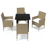 vidaXL Ensemble à manger de jardin et coussins 5 Pièces Poly rotin Beige