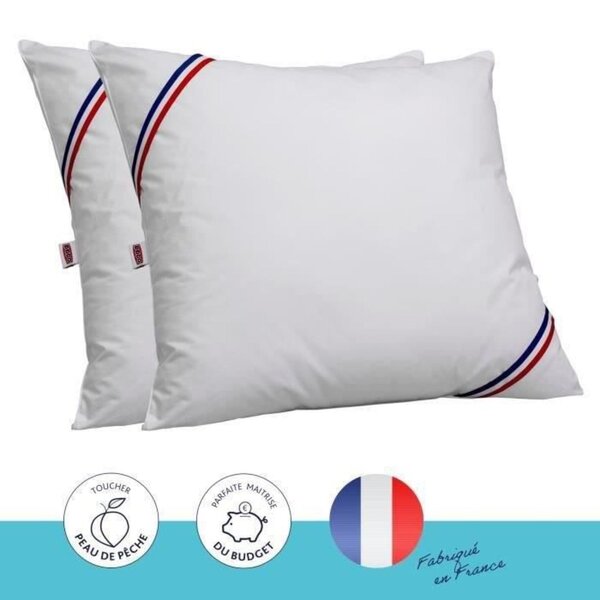 2 oreillers blanc 60 x 60 cm garnissage 100  polyester fibre creuse siliconée