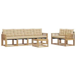 vidaXL Ensemble de canapés d'extérieur 7 Pièces Blanc et Beige
