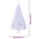 vidaXL Arbre de Noël artificiel avec branches épaisses blanc 150cm PVC