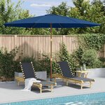 vidaXL Parasol d'extérieur avec mât en bois 350 cm Bleu