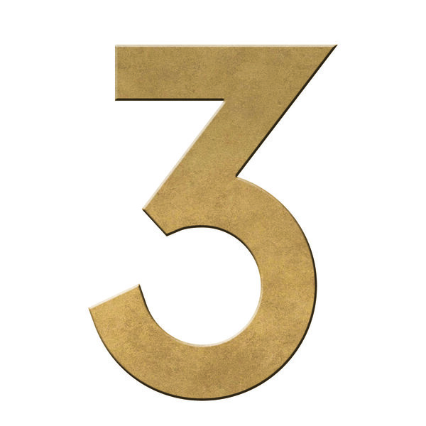 Numéro 3-Numéro adhésif pour boîtes aux lettres - Vinyle épais texturé, hauteur 50 mm - Or Vieilli