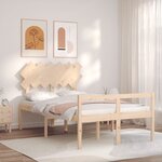 vidaXL Lit pour personne âgée et tête de lit petit double bois massif