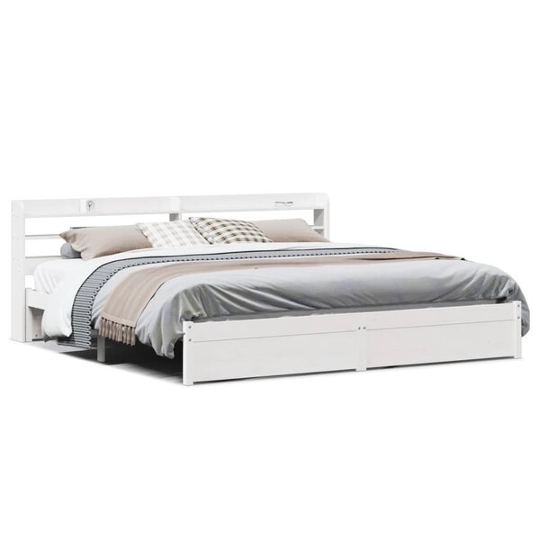 vidaXL Cadre de lit avec tête de lit sans matelas blanc 180x200 cm