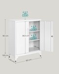 Caisson de bureau placard polyvalent armoire de bureau à 2 portes verrouillable meuble de rangement en acier pour bureau salon blanc 12_0004833