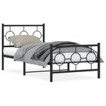 vidaXL Cadre de lit métal sans matelas avec pied de lit noir 90x190 cm