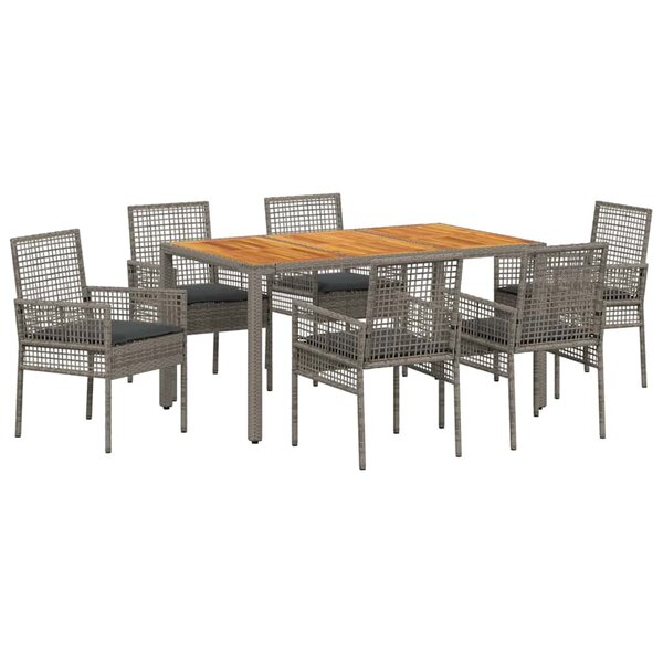vidaXL Ensemble de salle à manger pour jardin 7 Pièces Gris Poly rotin