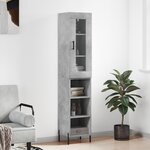 vidaXL Buffet haut Gris béton 34 5x34x180 cm Bois d'ingénierie