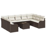 vidaXL Ensemble de canapé de jardin 10 Pièces Marron et blanc Poly rotin