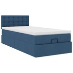 vidaXL Lit ottoman avec matelas et LED Bleu 100x200 cm Tissu