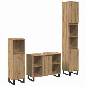 vidaXL Ensemble de mobilier de salle de bain avec porte 3 Pièces Marron
