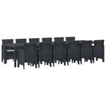 Ensemble de salle à manger de jardin vidaXL 13 pièces avec coussins anthracite poly rattan
