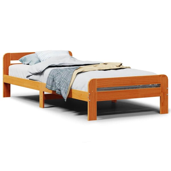 vidaXL Cadre de lit sans matelas cire marron 90x200 cm bois pin massif