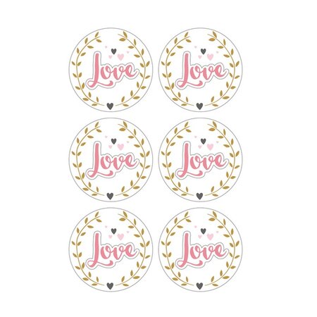 Autocollants 3D Ø 4 cm - Love sur fond blanc