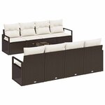 vidaXL Ensemble de canapé de jardin avec coussin 9 Pièces Marron  Crème