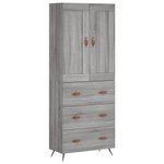 vidaXL Buffet haut Sonoma gris 69 5x34x180 cm Bois d'ingénierie