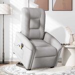 vidaXL Fauteuil inclinable de massage électrique gris nuage tissu