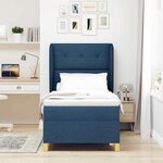 vidaXL Lit à ressorts avec matelas gris foncé 90x190 cm Bleu tissu