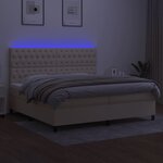 vidaXL Sommier à lattes de lit et matelas et LED Crème 200x200cm Tissu