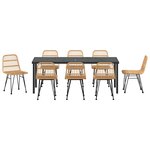 vidaXL Ensemble de salle à manger pour jardin 9 Pièces Marron Poly rotin
