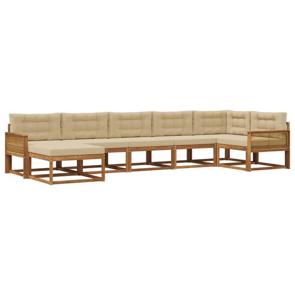 vidaXL Ensemble de canapés d'extérieur 7 pc Naturel et Beige