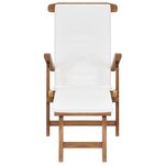 vidaXL Chaise longue avec coussin Blanc crème Bois de teck solide