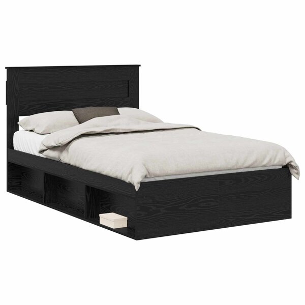 vidaXL Cadre de lit avec matelas Noir 135 x 190 cm Pin massif
