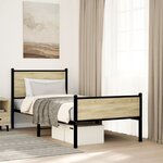vidaXL Cadre de lit en métal sans matelas chêne sonoma 90x200 cm