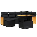 vidaXL Salon de jardin 7 Pièces avec coussins noir résine tressée