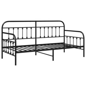 vidaXL Cadre de lit de jour avec tête de lit Noir 90 x 190 cm Acier