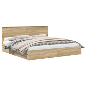 vidaXL Lit de Rangement Chêne Sonoma 200 x 200 cm Bois d'ingénierie
