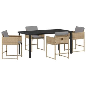 vidaXL Ensemble de salle à manger pour jardin 5 Pièces Beige polyrotin