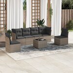 vidaXL Salon de jardin avec coussins 7 Pièces gris résine tressée