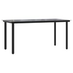 vidaXL Ensemble à manger de jardin coussins 7Pièces noir poly rotin verre