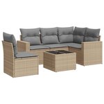 vidaXL Salon de jardin avec coussins 6 Pièces beige résine tressée