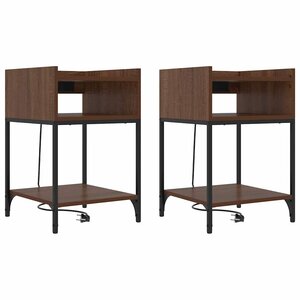 vidaXL Cabinet de chevet avec étagère 2 Pièces Chêne brun 40 x 40 x 61 cm
