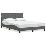 vidaXL Lit avec matelas gris foncé 140x200 cm tissu