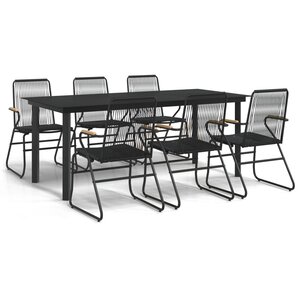 vidaXL Ensemble à dîner de jardin 7 Pièces Noir Rotin PVC