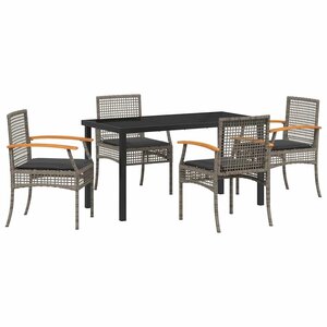vidaXL Ensemble de salle à manger pour jardin 5 pc Gris et Noir Rotin
