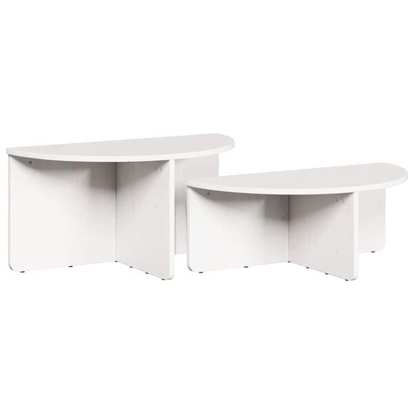 vidaXL Table basse 2 Pièces Blanc Bois massif en pin