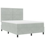 Lit à ressort vidaXL avec matelas gris clair 160x200 cm en velours