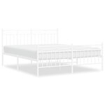 vidaXL Cadre de lit métal sans matelas et pied de lit blanc 160x200 cm
