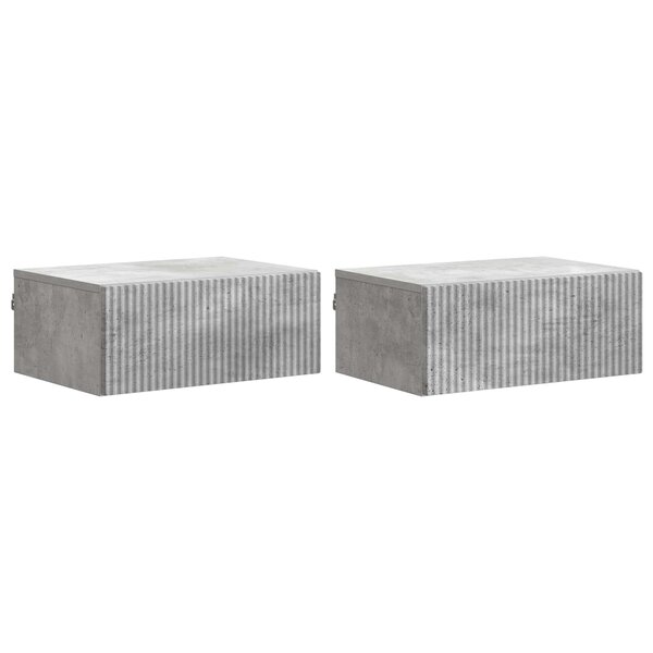 vidaXL Cabinet de chevet mural 2 Pièces Gris béton 49 x 34 5 x 20 cm