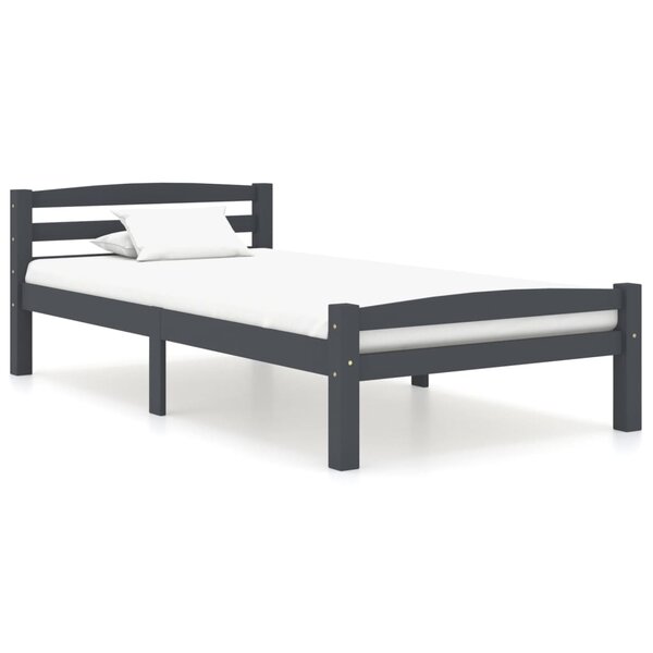 vidaXL Cadre de lit Gris foncé Bois de pin massif 90x200 cm
