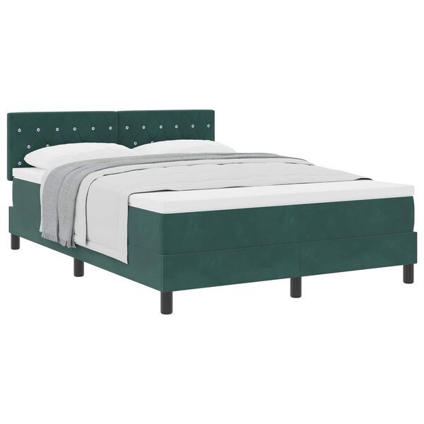 vidaXL Lit à ressorts avec matelas Vert foncé 140 x 190 cm Velours