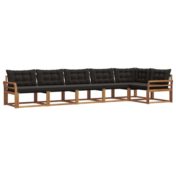 vidaXL Ensemble de canapés d'extérieur 6 pc Naturel et Noir