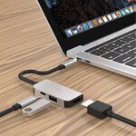 Ovegna PL003 : Hub USBC 3 en 1, Aluminium Alloy, Adaptateur USBC vers HDMI, USB 3.0 et Sortie USBC, pour Tablet, MacBook/Air, Laptop, PC, Android Box