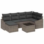 vidaXL Ensemble de canapé de jardin 7 Pièces Gris Poly rotin